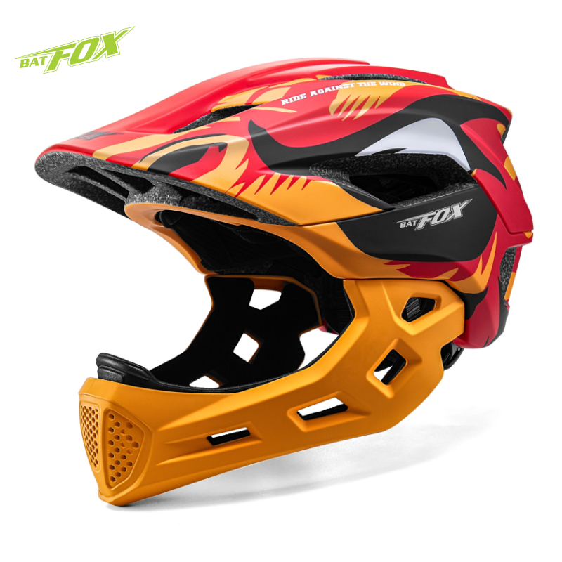 Sports Equipment Stores - BATFOX Çocuklar Tam Yüz bisiklet kaskı
