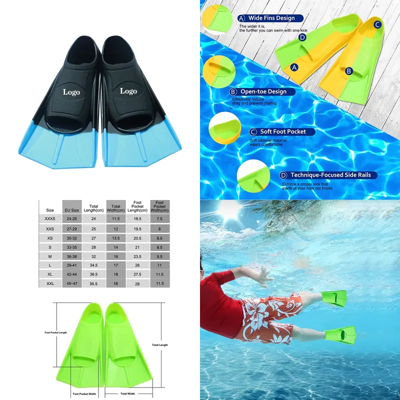 Swim Fin Short Blade - Profesyonel Kısa Paletli Silikon Dalış Paletleri,